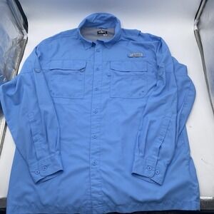 Habit Vented Fishing Shirt Blue Long Sleeve Camping Outdoors Mens Large LNC